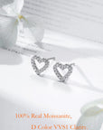 Moissanite Heart Stud Earrings for Women, 18k Gold Plated 925 Sterling Silver Dainty Everyday Jewelry