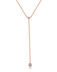 Metzakka Dainty Sterling Silver Lariat CZ Diamond Necklace