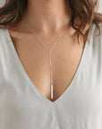 Lariat Y Necklace, Sterling Silver Long Drop Necklace for Women