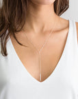 Lariat Y Necklace, Sterling Silver Long Drop Necklace for Women