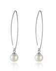 Metzakka Natural 8mm Pearl Drop Earrings Sterling Silver Threader Earrings