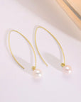 Metzakka Natural 8mm Pearl Drop Earrings Sterling Silver Threader Earrings