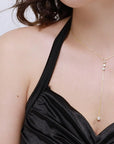 Lariat CZ Diamond Necklace, Sterling Silver Jewelry for Bridesmaid