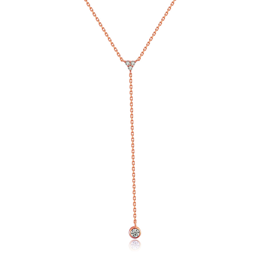 Metzakka Dainty Sterling Silver Lariat CZ Diamond Necklace