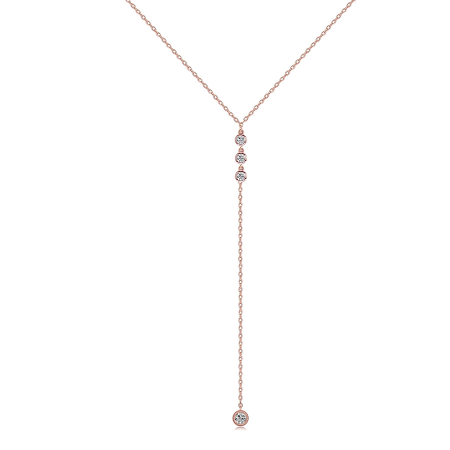 Lariat CZ Diamond Necklace, Sterling Silver Jewelry for Bridesmaid